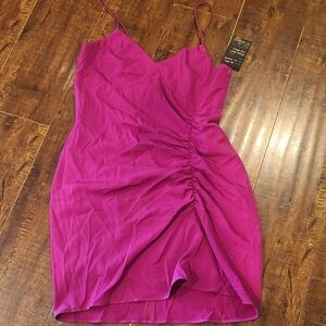 J.O.A. Fuchsia Ruched Mini Dress